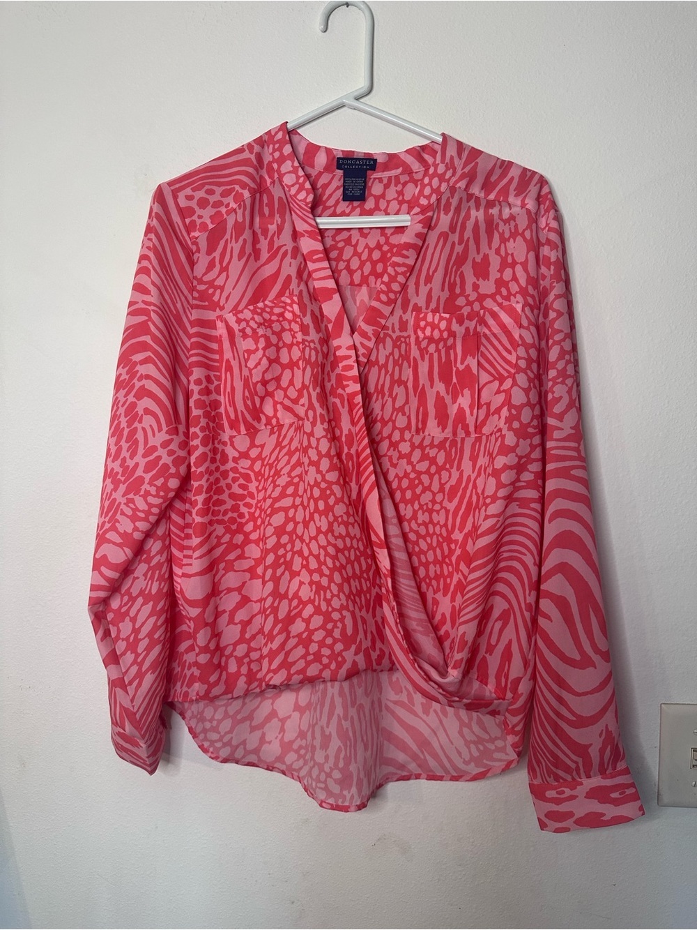 Doncaster Pink Animal-Print Surplice Blouse